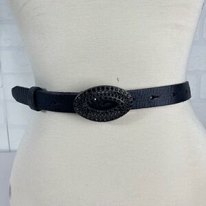 Fossil Womens Leather Belt Size Large Black